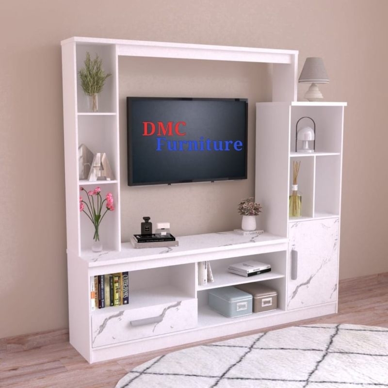 rak tv 180 cm bufet tv 180 rak tv besar rak/bufet tv putih minimalis