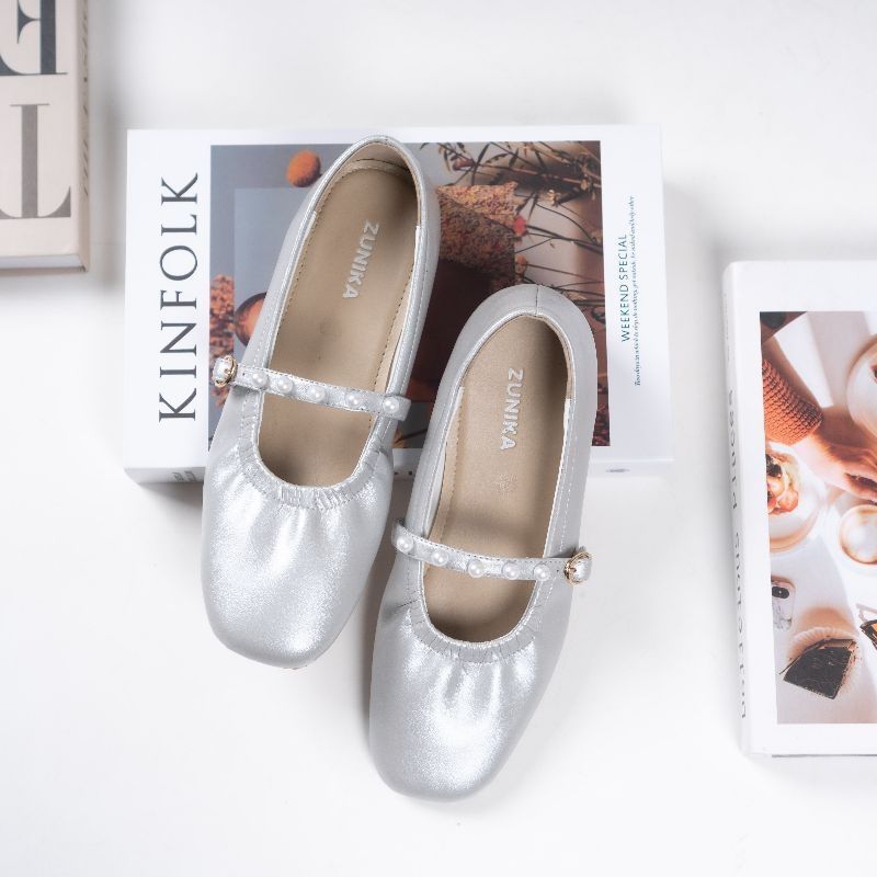 AYUKOOO.ID KYOMI SHOES SILVER GUN METAL BY ZUNIKA | FLATSHOES BALLERINA SHOES WANITA NYAMAN