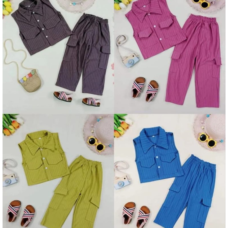 set cargo anak/setelan anak perempuan