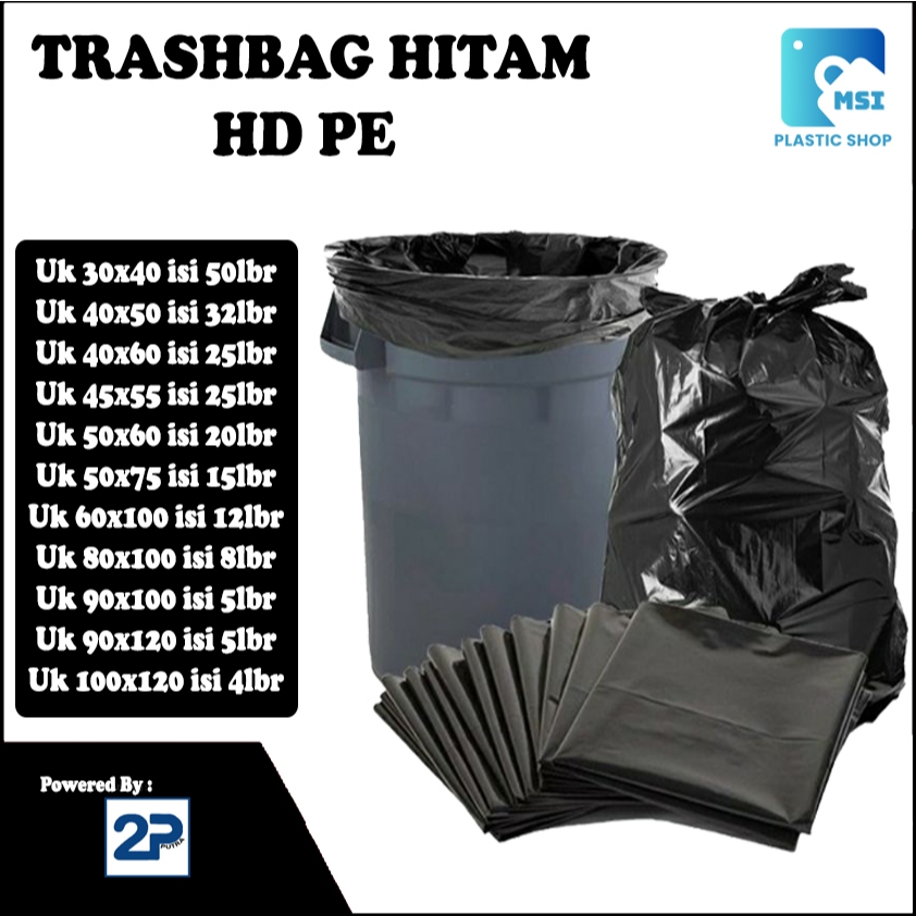 Kantong Sampah Hitam Uk. 40x60/45x55/50x75/60x100/80x100/90x100/90x120/100x120 | Warna Hitam sampah 