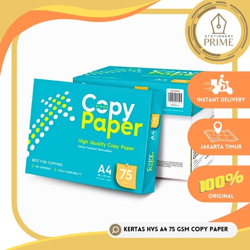 

( 1 DUS isi 5 RIM ) Kertas HVS Copy Paper A4 75gr Khusus INSTANT / SAMEDAY