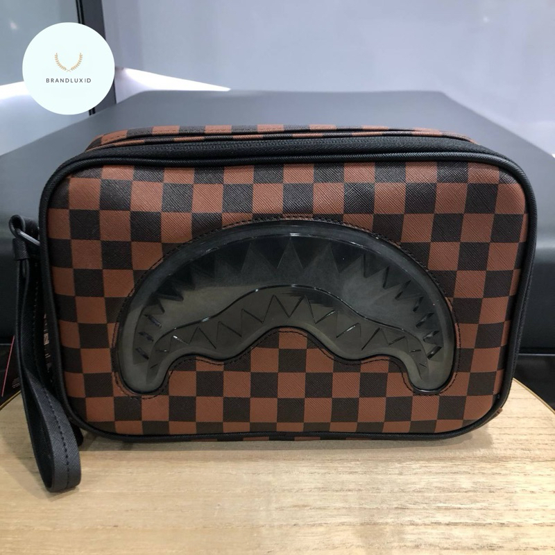 Sprayground Sharks In Paris Clear For Takeoff Toiletry Bag Brown