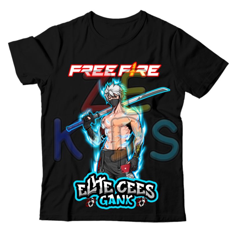 BISA COD FREE NAMA KAOS ANAK LOGO KARAKTER PEDANG KATANA ELITE CEES GANK FF BAJU ANAK LOGO KARAKTER 