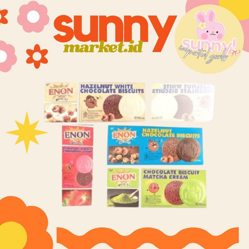 

SUNNYMARKET - ENON CHOCOLATE BISCUIT CREAM BISKUIT WAFER SNACK RINGAN IMPORT COKLAT STROBERI MATCHA HAZELNUT WHITE CHOCOLATE STRAWBERRY 84 GR