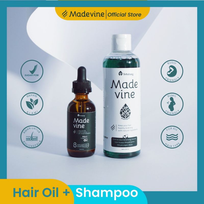( 1PAKET ) MADEVINE SHAMPOO HAIR OIL MENGHITAM RAMBUT UBAN
