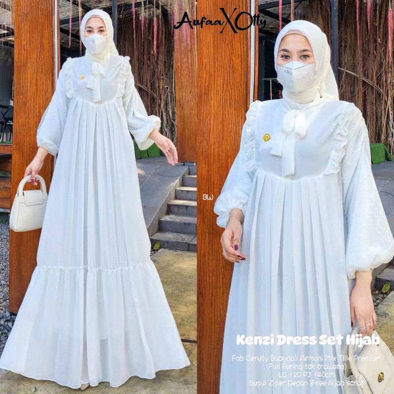 Kenzi Dress Set Hijab Original By Spassy Setelan Gamis Wanita Free Hijab Bahan Premium LD 120cm Gami
