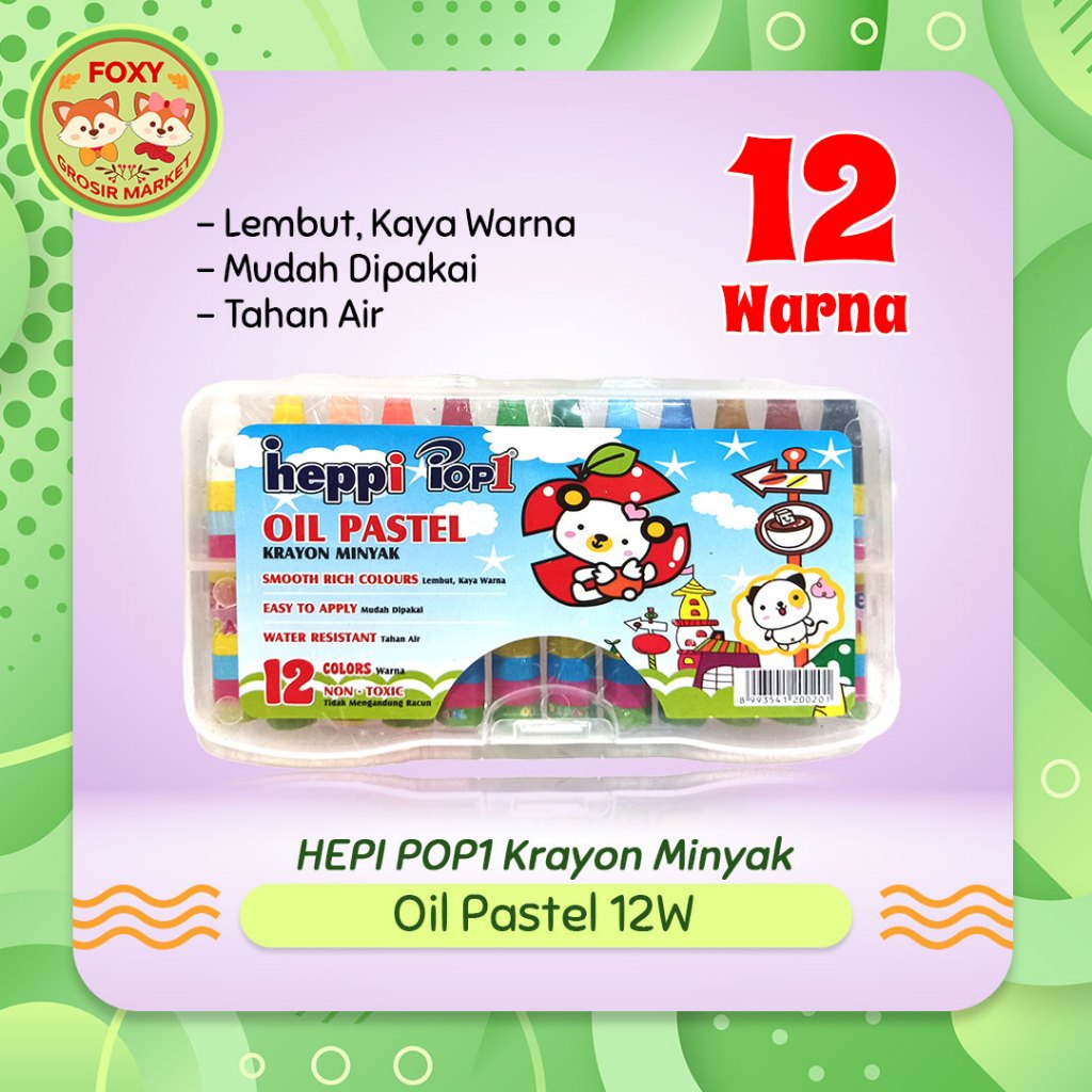 

Crayon Heppi Pop1 12 Warna / Oil Pastel Heppi Pop1 / Hepi pop1