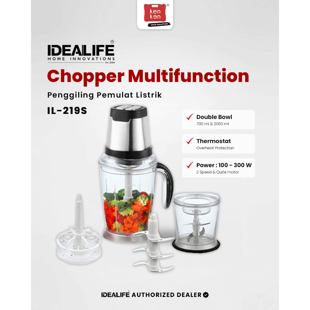 IDEALIFE Electric Chopper Double Bowl IL-219S IDEALIFE