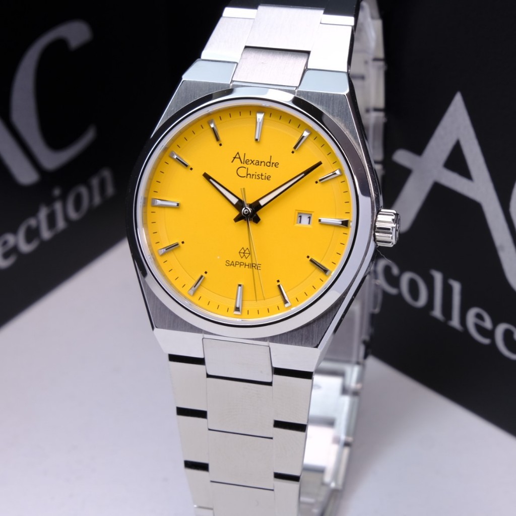 Alexandre Christie Wanita Original Warna Silver Yellow - AC8697 - Sapphire - Slim Design - All Stain