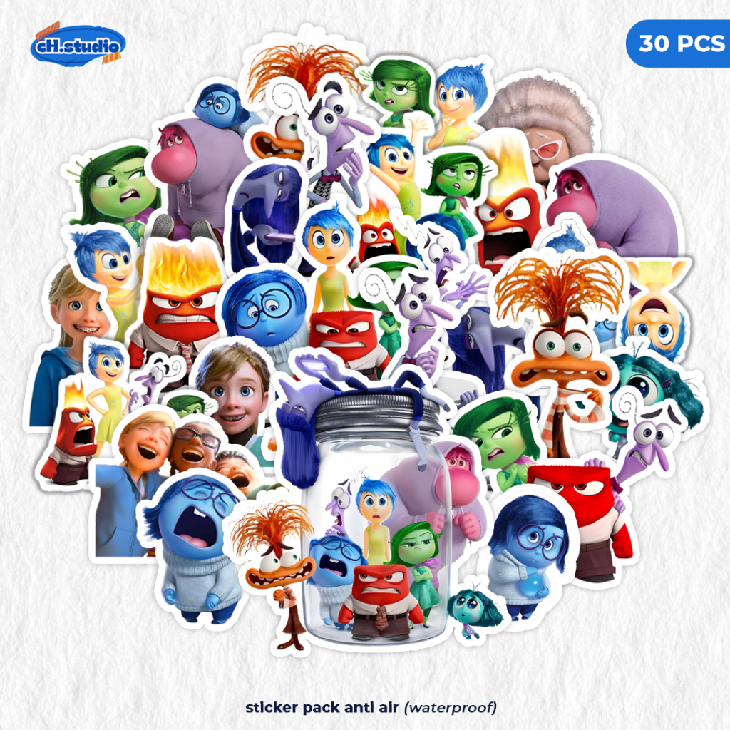 

Stiker Pack 30 PCS Inside Out Joy Sadness Fear Aesthetic Lucu Vinyl Tahan Air Waterproof untuk Sticker Laptop - Casing - Buku Diary Stiker untuk anak-anak