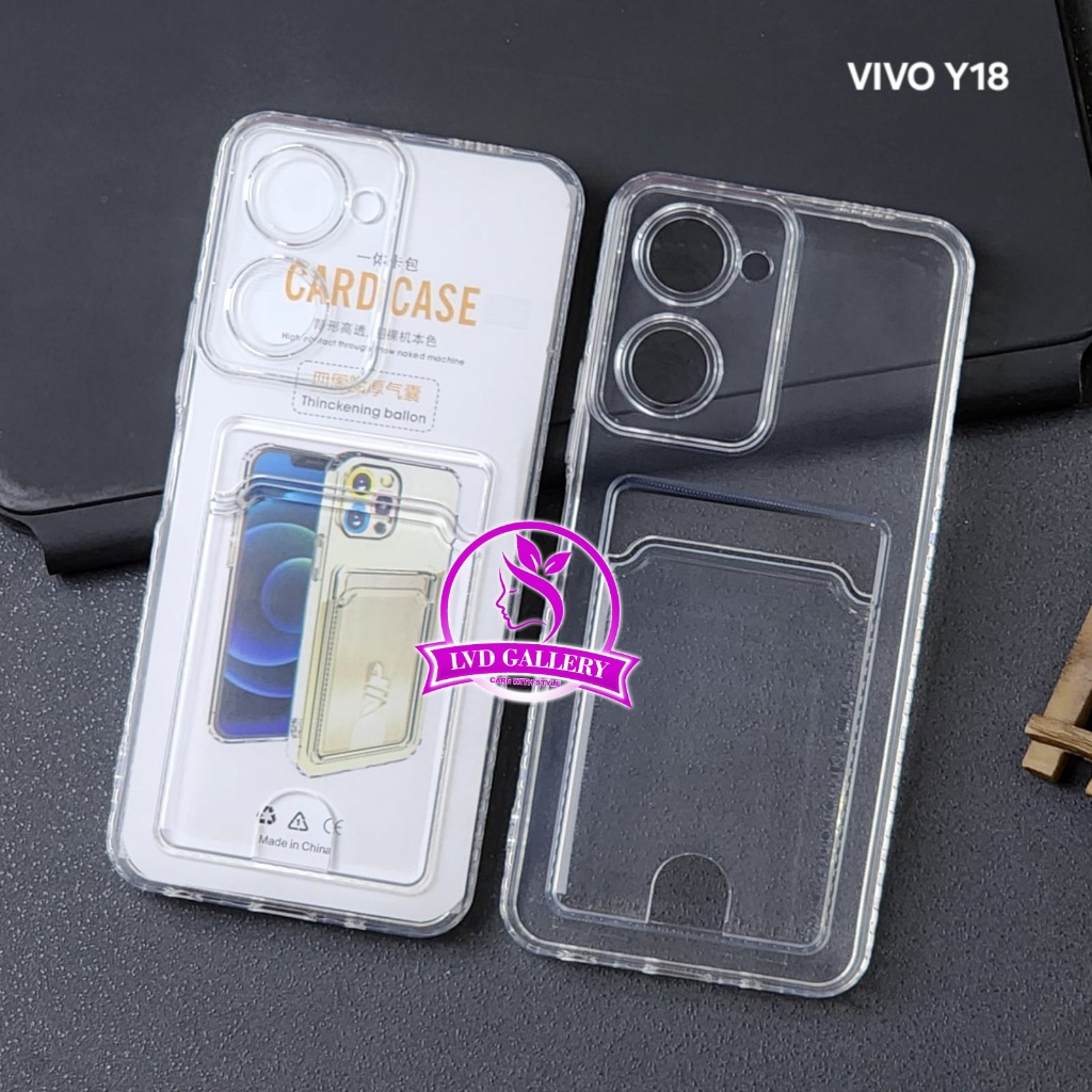 Vivo Y18 Vivo Y28 4G Clear Card Case  Slot Kartu Case Bening Vivo Y18 Vivo Y28 4G