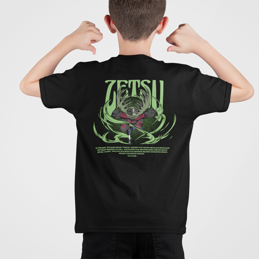 Kaos anak anime depan belakang motif NARUTO ZETSU