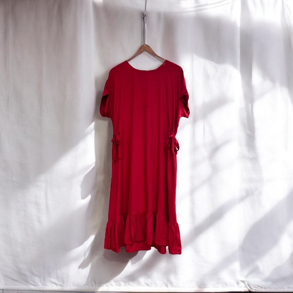 Daster Lily merah pendek pakaian tidur wanita kekinian rayon premium/daster sexy/daster merah