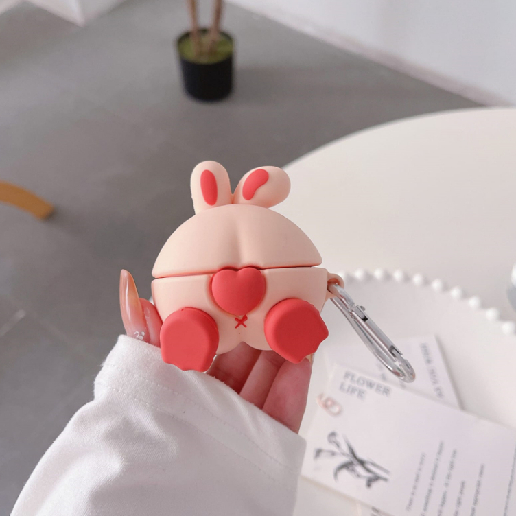 Case WM02 Baseus Encok Earphone Silikon Karakter Kartun WM02 Kode 18 - Peach