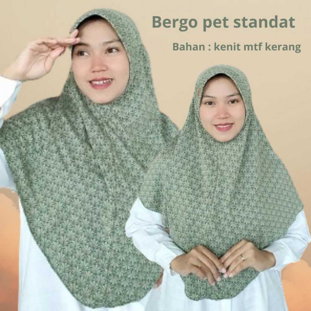 Hijab Bergo Pet Instan Motif  Kerang Standart Bahan Knit Premium(Adem)/Jilbab Bergo Pet Motif Jumbo 