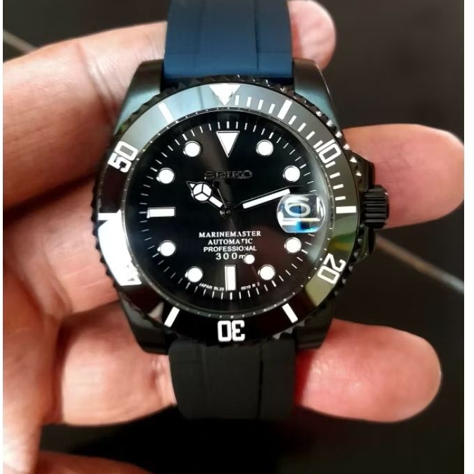seiko mod marine master black case pvd 40 mm nh35 movement