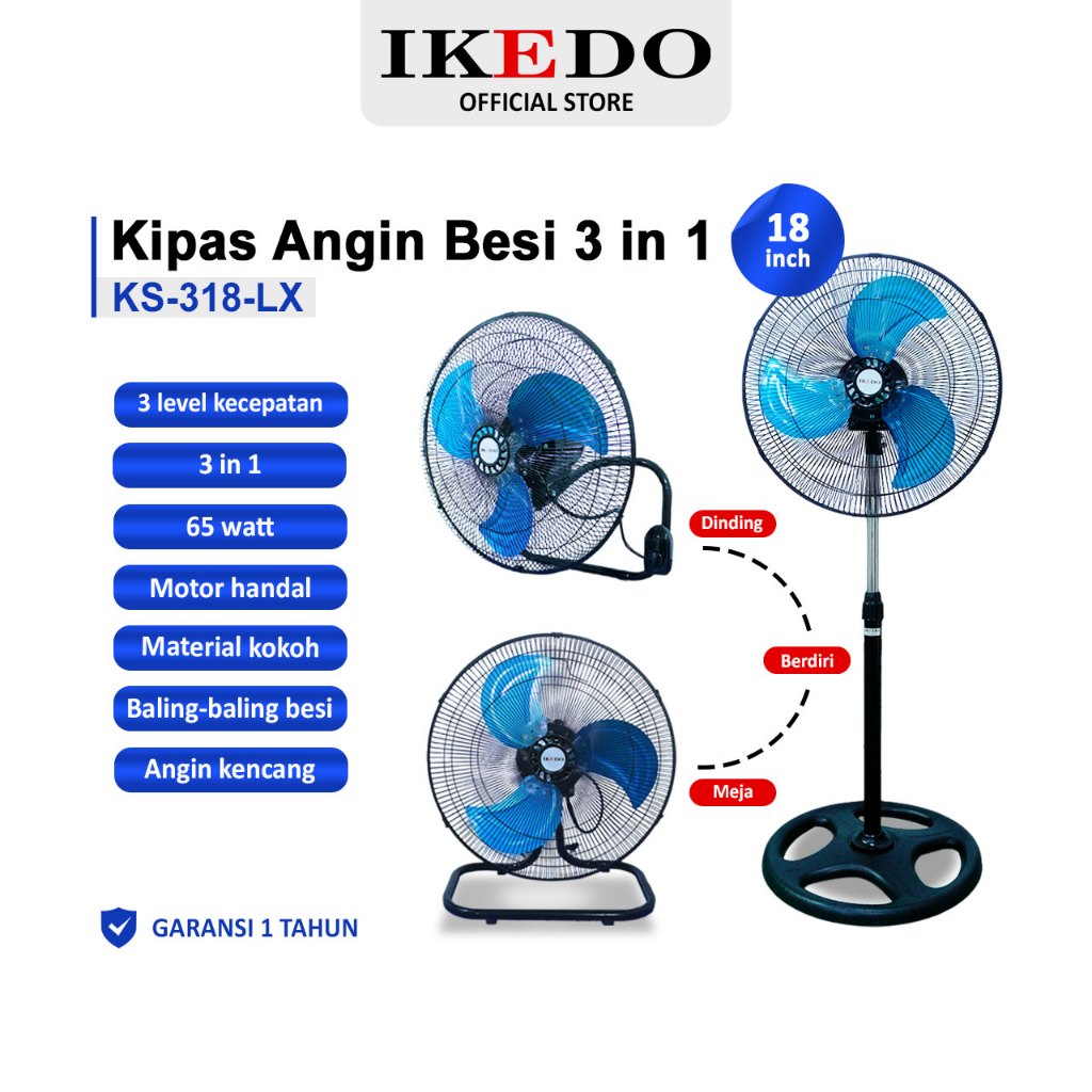 IKEDO Kipas angin besi TORNADO IKEDO 18 INCH 3in1 / TORNADO FAN termurah