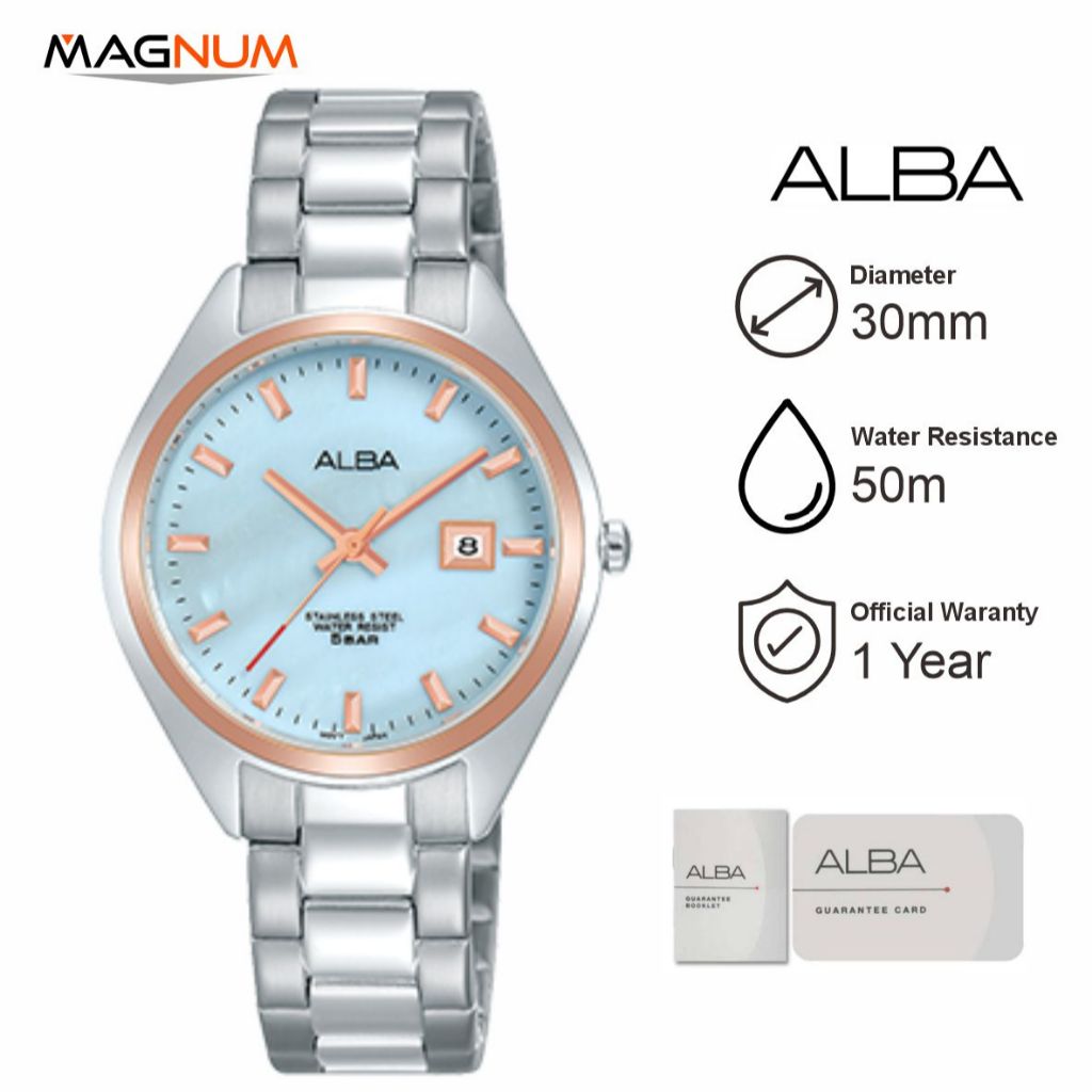 ALBA AH7Q10X1 Jam Tangan Wanita Blue Dial Silver Stainless Steel Original Garansi Resmi