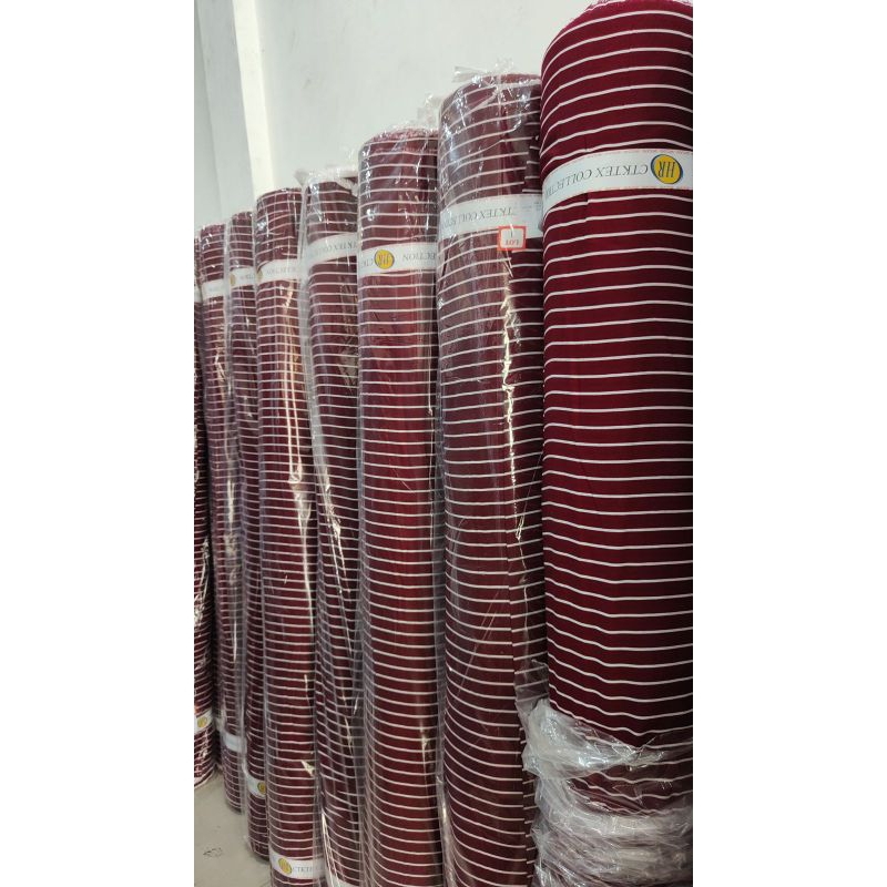 kain katun rayon premium motif garis-garis terbaru best seller (0, 5meter)