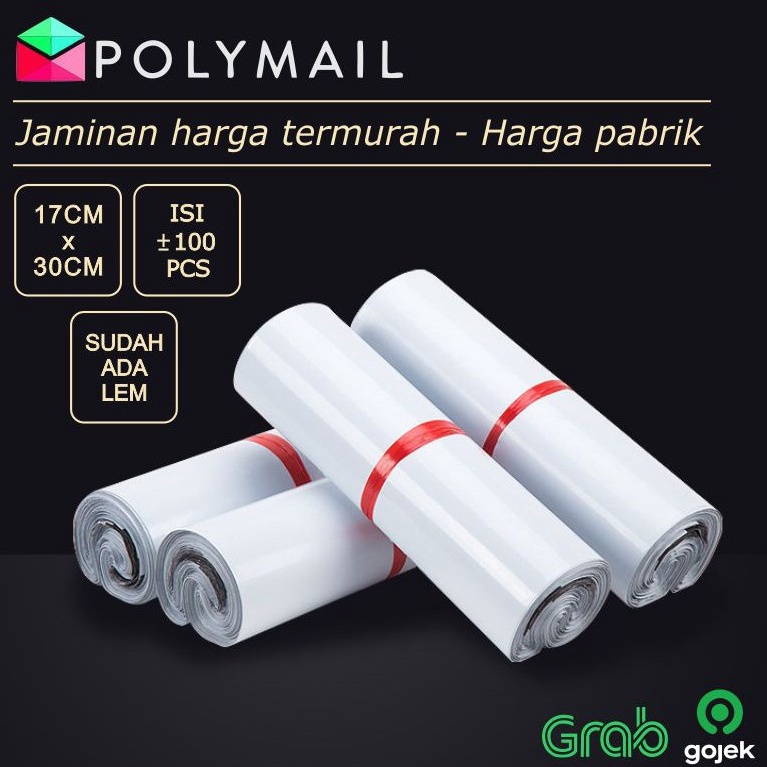 

KODE E49N POLYMAILER 1PCS 17x3CM PUTIH PREMIUM GLOSSY PLASTIK POLYMAILER WHITE