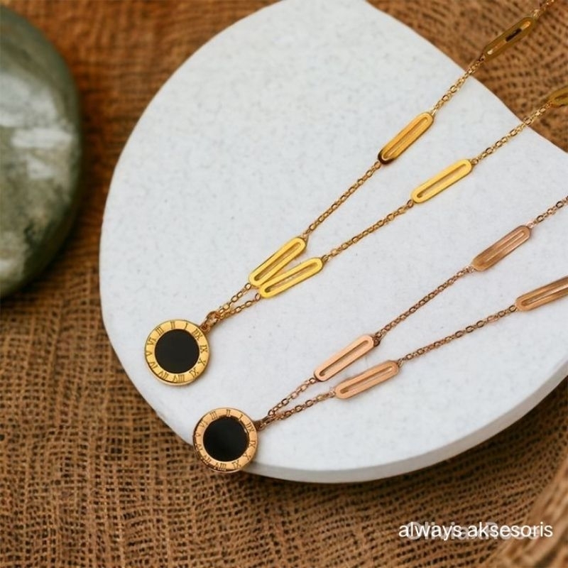 KALUNG ANGKA ROMAWI BOLAK BALIK WANUT/KALUNG TITANIUM RANTAI