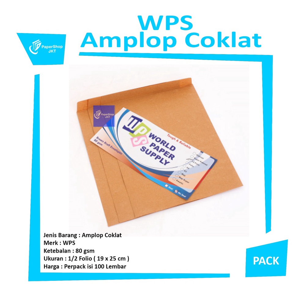 

KODE N99E WPS Amplop Coklat Ukuran 12 Folio Non Seal Pack