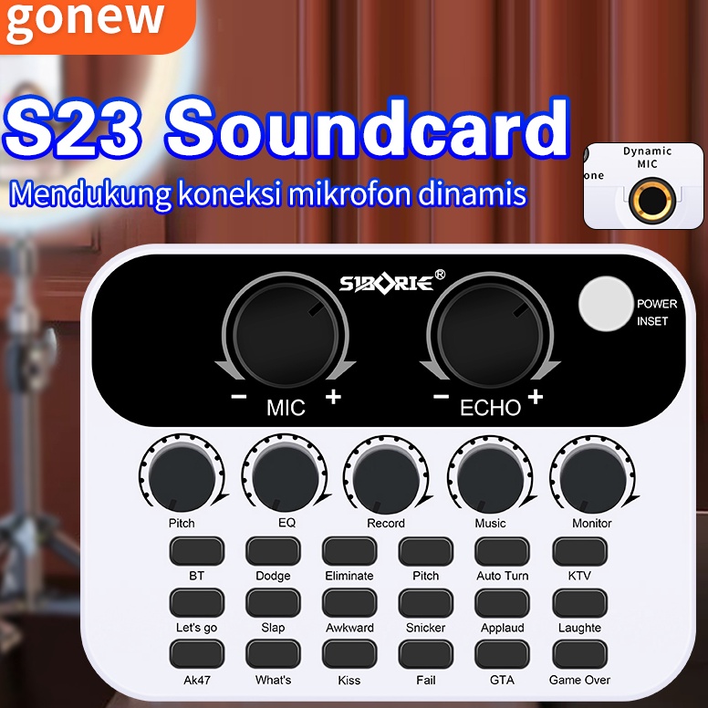 Gonew S23 Soundcard Audio USB External Sound Card mic Mixer Bluetooth phone PC Pembuat Audio Karaoke