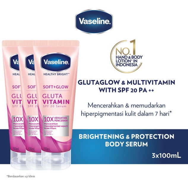 VASELINE SOFT GLOW GLUTA VITAMIN SPF 2 BODY SERUM WITH NIACINAMIDE 1ML x3 m V2H7