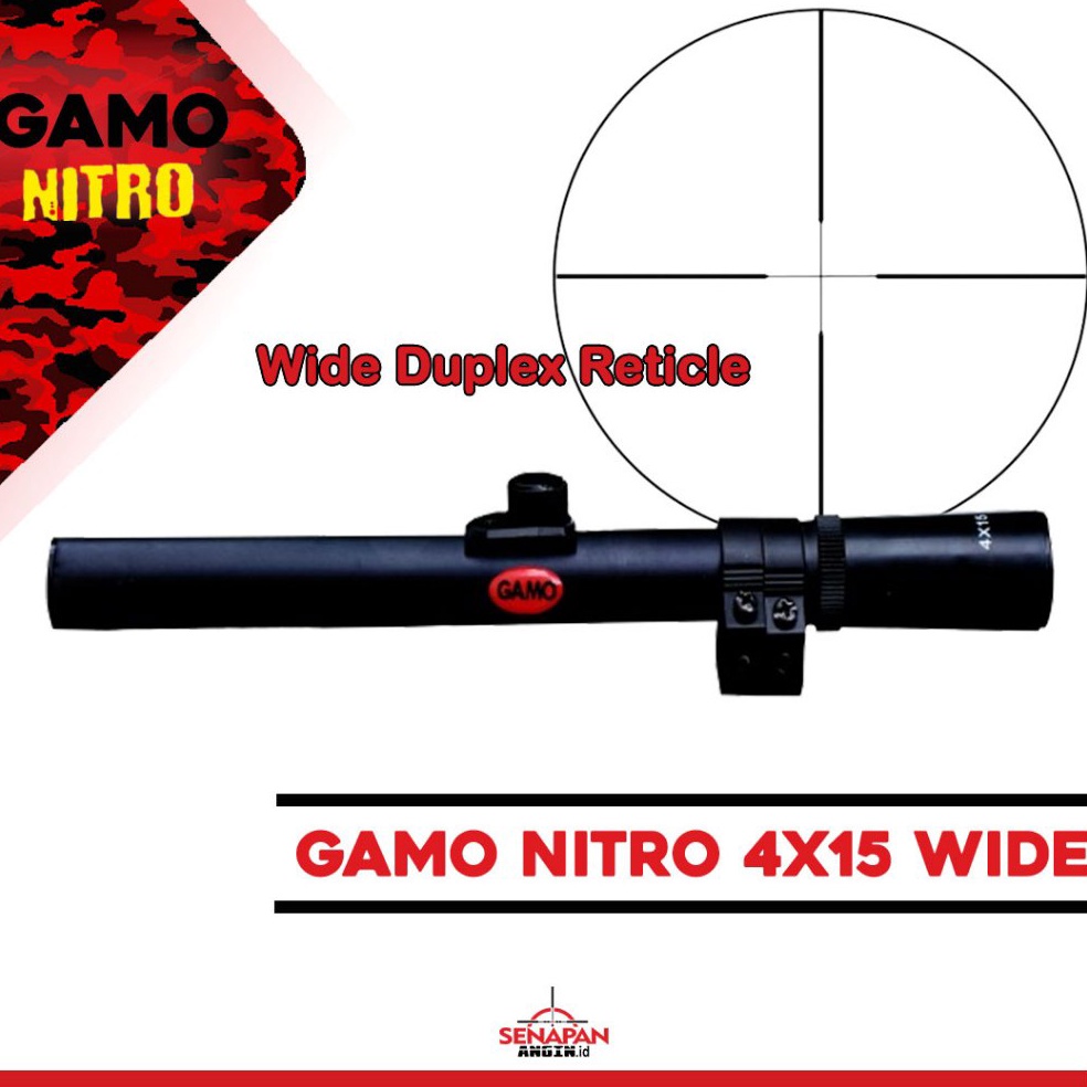 KODE F84Z TERBARU 1 ORIGINAL GAMO NITRO 4X15 LENSA WIDE DUPLEX HEAVY