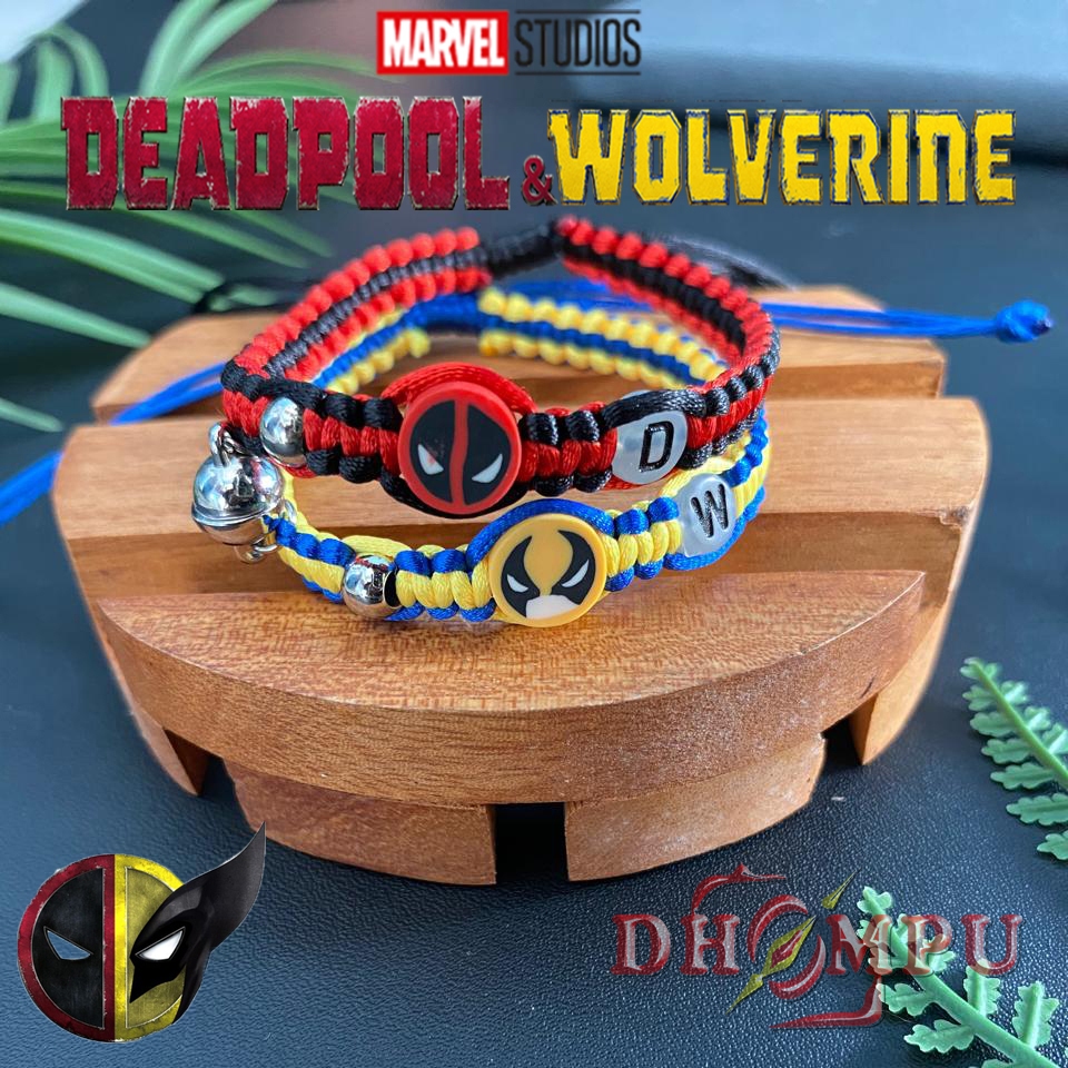 Gelang Magnet Couple Deadpool dan Wolverine GOF62 Model anyam inisial