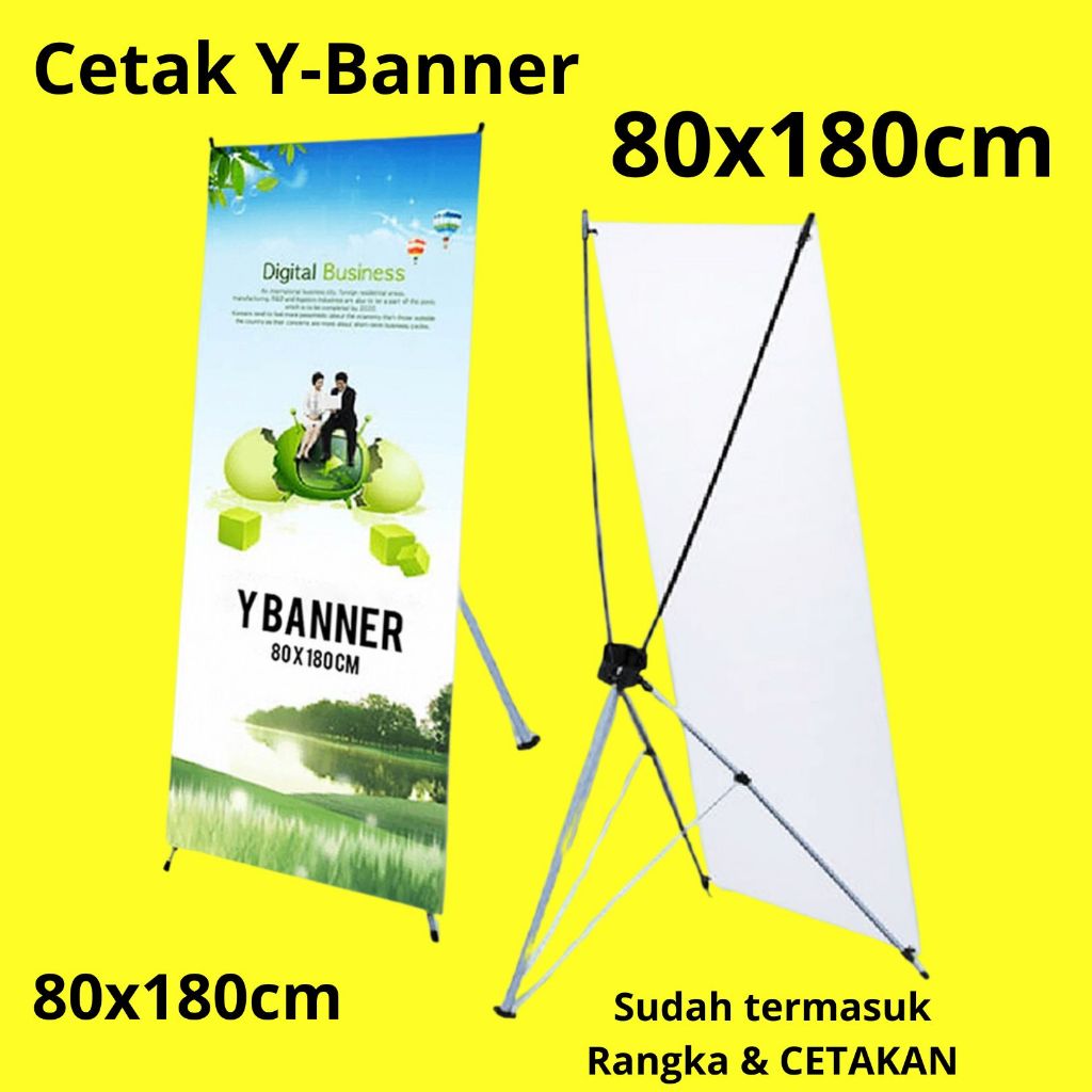 

CETAK BANNER/STAND BANNER SUDAH TERMASUK RANGKA KAKIAN 80X180