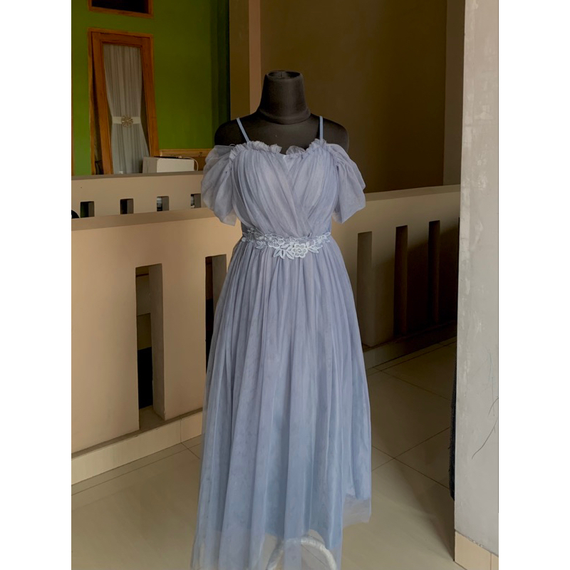 preloved dress tile biru muda