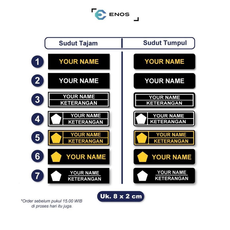 

LABEL NAMA DADA BAHAN AKRILIC CUSTOM NAMA DAN LOGO