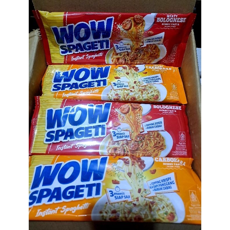 

Ready WOW Spageti Instan Carbonara 88gr (Minimal Order 10 pcs bisa mix) Spageti Instan Meaty Bolognese 84gr spageti Wow viral