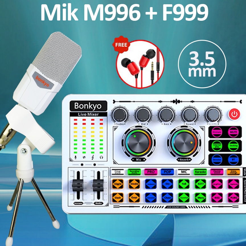 F999M996 SoundCard Bluetooth compatible External Wireless DJ Mixer Pengurangan Kebisingan untuk Stre