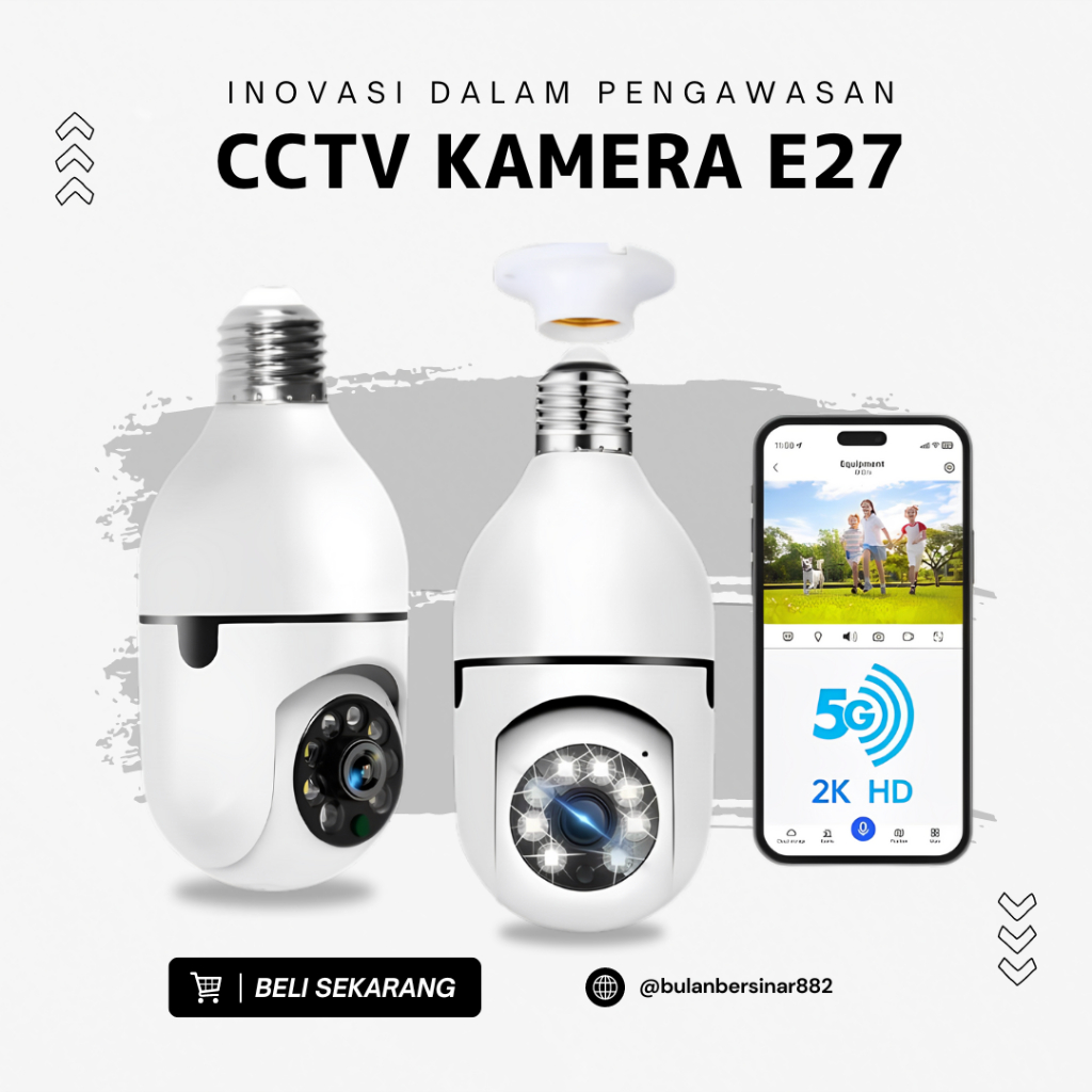 CCTV Kamera E27 Kamera CCTV Lampu 360° Wireless Kamera Keamanan Kamera CCTV Wifi Bohlam HD 1080P