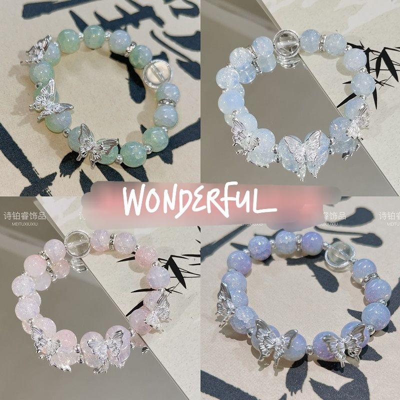 Gelang Tangan Wanita Korea Motif Giok Warna Warni Kupu Kupu GL-153 Aksesoris Fashion Original