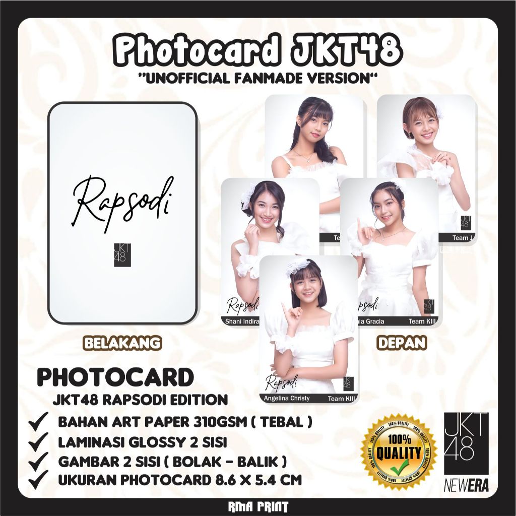 PHOTOCARD JKT48 Unofficial Fanmade Rapsodi