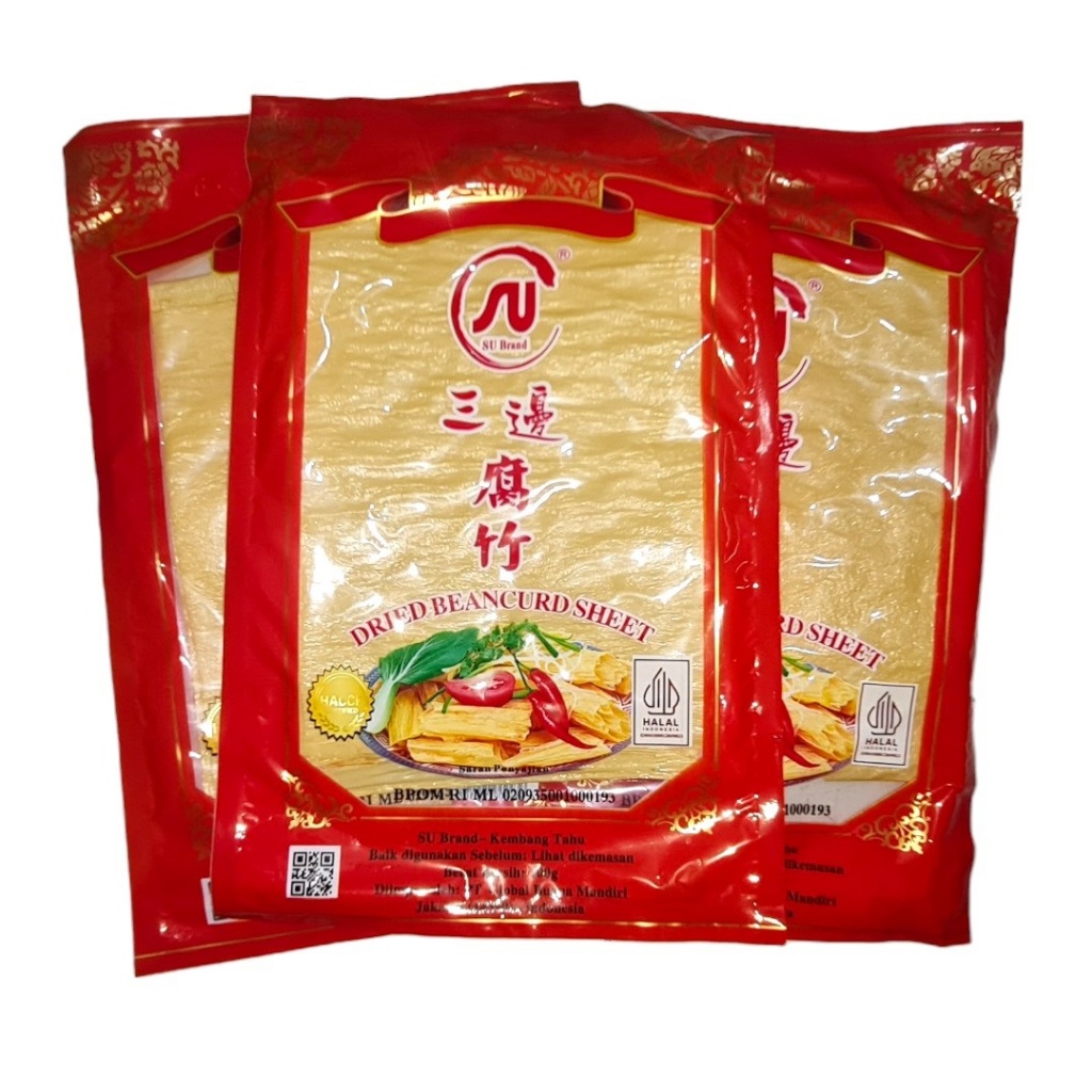 

Kulit Kembang Tahu Kering Lebar Lembaran SU Brand 100 Gram / Dried Bean Curd