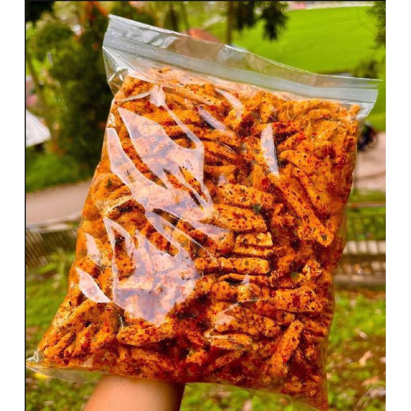 

Basreng pedas 1kg / cemilan viral basreng pedas daun jeruk