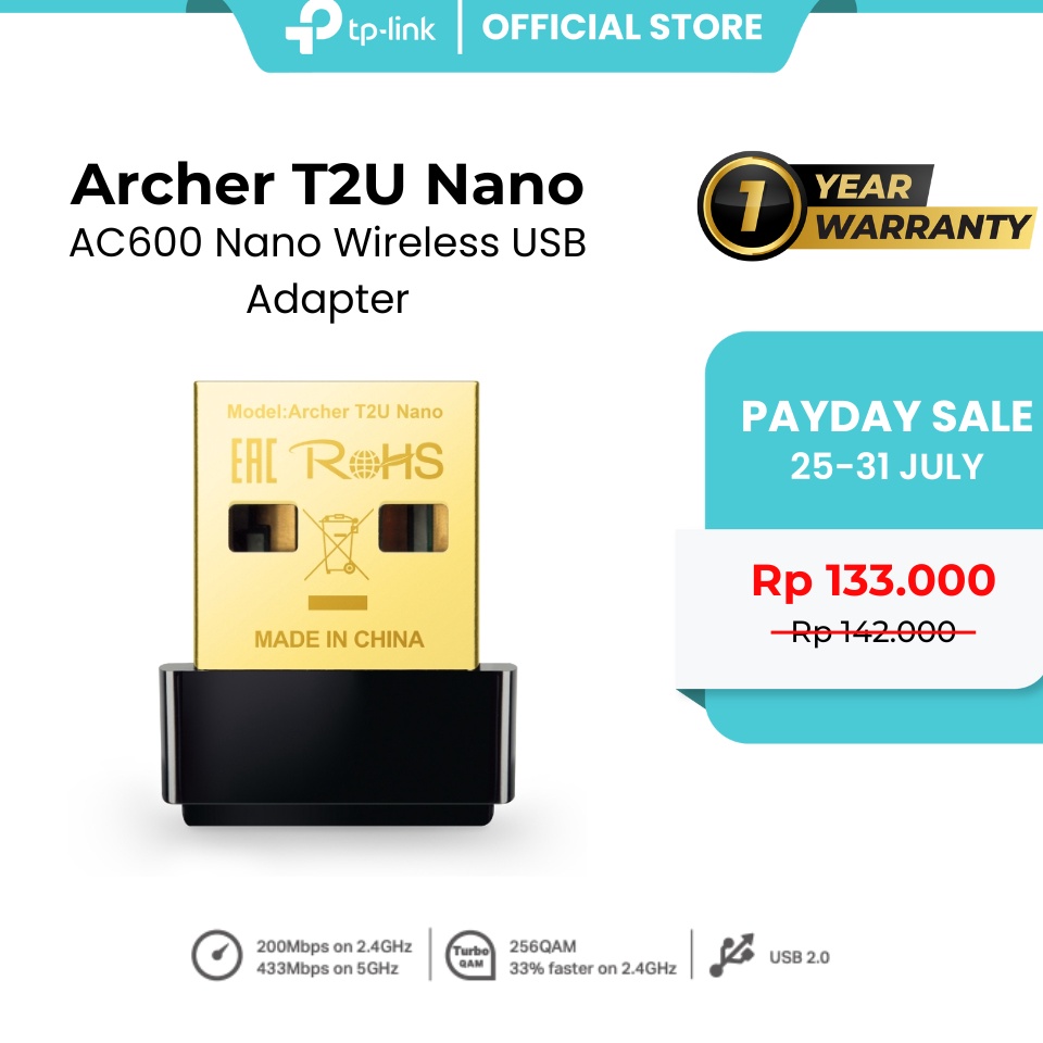 TPLink Archer T2UB NanoT2U Plus AC6 Nano 5 GHz Dual Band WiFi 5 Bluetooth 42 USB AdapterDongleReceiv