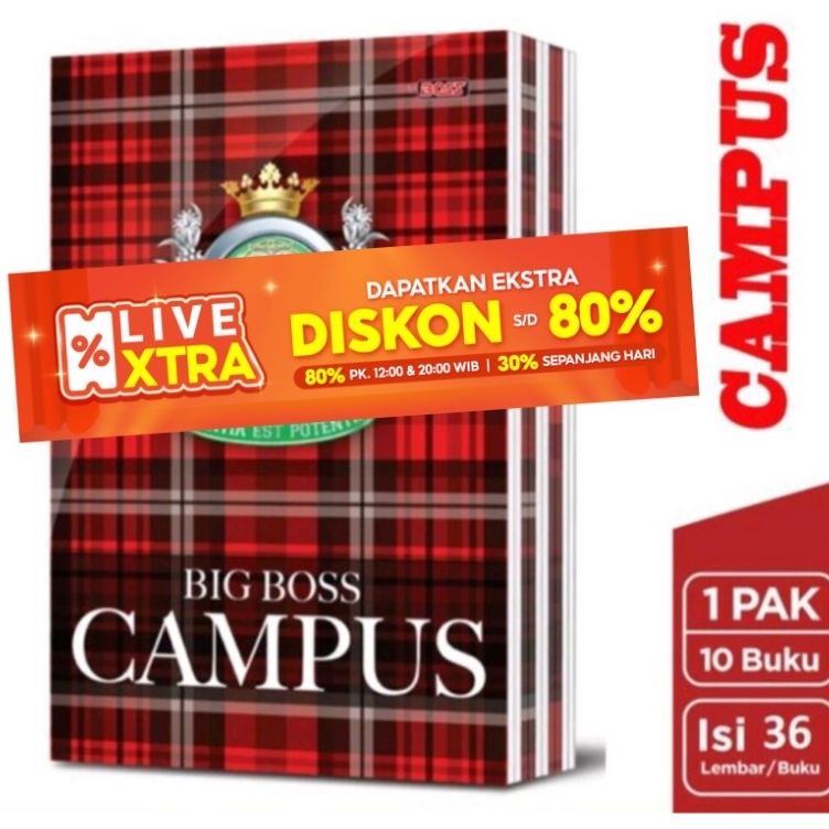 

KODE A13X BUKU TULIS BIG BOSS CAMPUS 36 LEMBAR BIG BOSS EB 36 PACK ISI 1 PCS