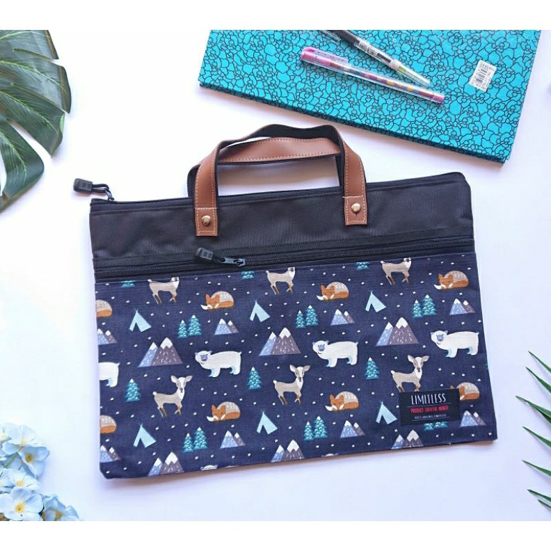 

KODE B92P Limitless Lotta MOTIF KANVAS Document Bag Map Kertas Ukuran Folio F4 Unisex Motif Kekinian