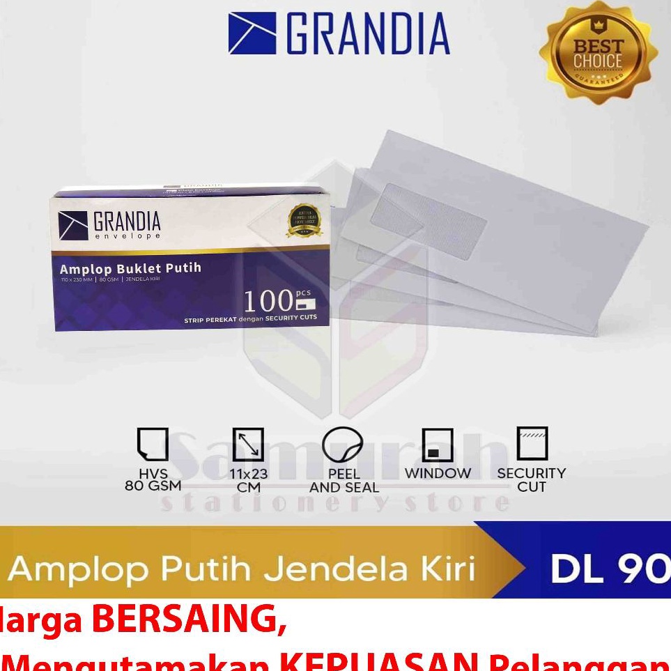 

KODE V75Z Amplop Kertas Putih Grandia Kaca Kiri Kanan 9 pps 11 x 23 cm 8 Gsm