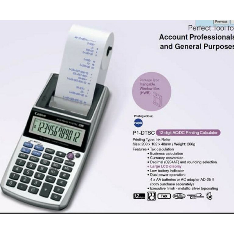 

KODE G64E Canon Printing Calculator P1DTSC Kalkulator Kasir Printer Struk P1 CANON P1DTC Printing Calculator ORIGINAL Kalkulator Kasir Printer Struk P1