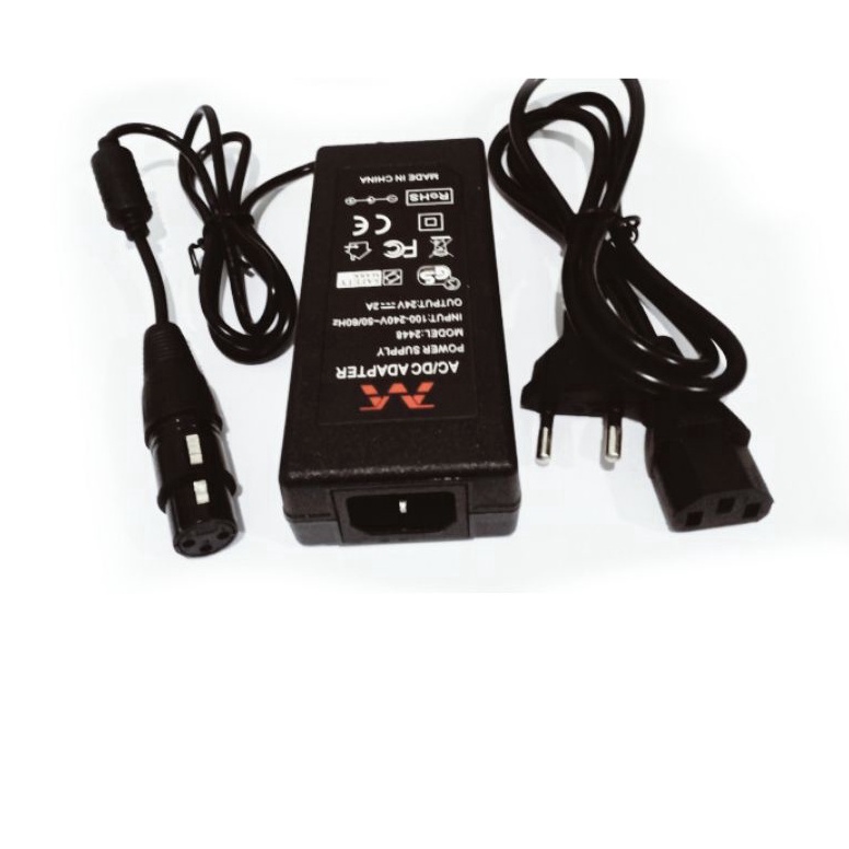 Sikat Habis skuter listrik adaptor 24v 5A 3 pin xlr canon female male kursi roda golf sepeda 24 volt