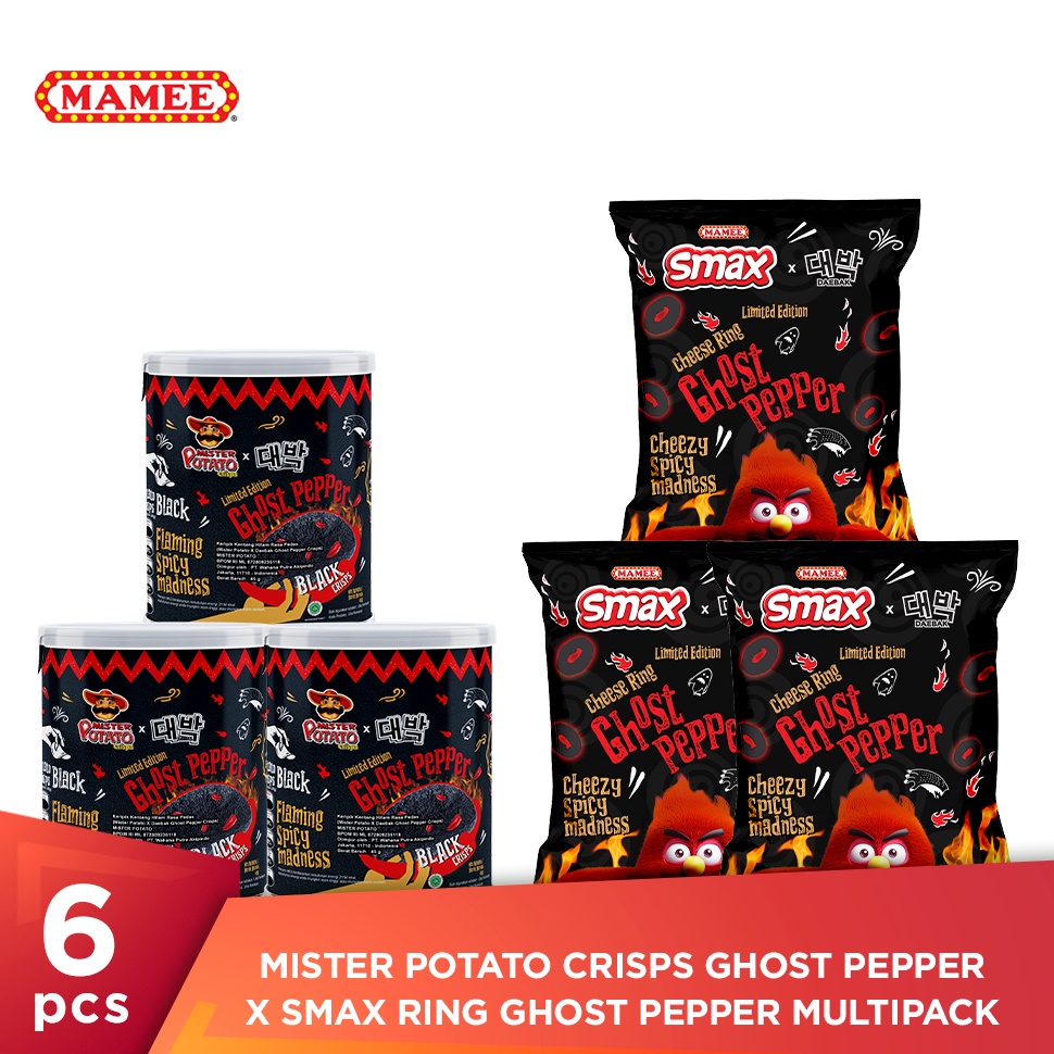 

Mister Potato Crisps Ghost Pepper x Smax Ring Ghost Pepper Multipack 6 Pcs Berkualitas