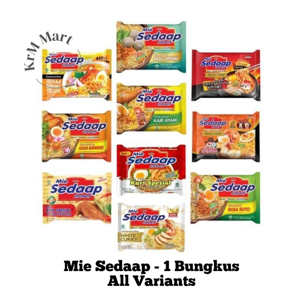 

Mie Sedap All Varian 1 bungkus pcs Sedaap Goreng Kari Kare Spesial special Baso Ayam Bawang Jerit Rawit Bingit Singapore Spicy Laksa Korea Korean Chicken Soup White Curry Bakar Limau Cheese Buldak Salero Padang Soto Madura daging nikmat HQQ