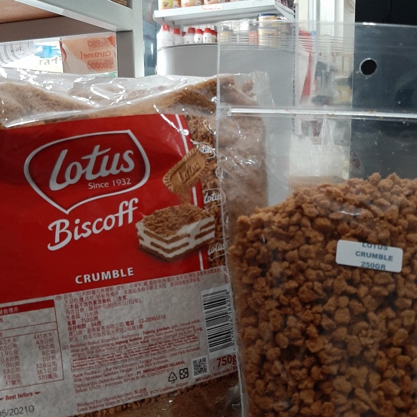 

LOTUS BISCOFF CRUMBLE 250GR, REMAHAN BISCUIT ENAK, GURIH CAMPURAN CAKE