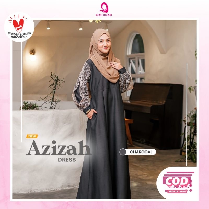 GIMI HIJAB - Azizah Dress Mix Brukat Gamis Polos Syari